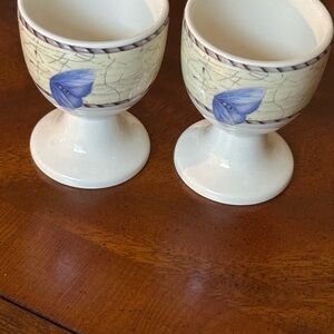 Wedgwood Sarah’s Garden Egg Cups Cream and Blue Set